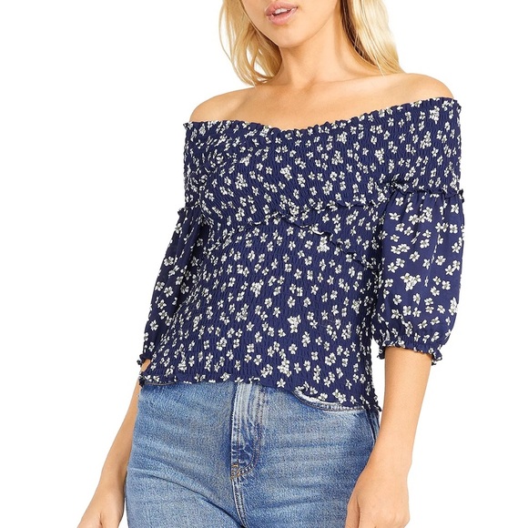 BB Dakota by Steve Madden Tops - NWT BB Dakota Lost in Yesterday Floral Off Shoulder Smocked Top Small